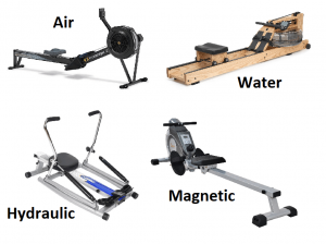 There are 4 types of rowing machines and these are: